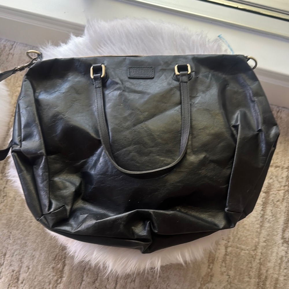 Elegant Black Leather Tote Bag